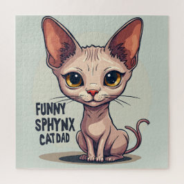 Funny Sphynx Cat Dad Cartoon Art ジグソーパズル