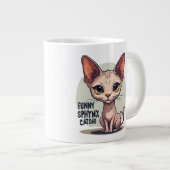 Funny Sphynx Cat Dad Cartoon Art ジャンボコーヒーマグカップ (正面右)