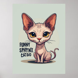 Funny Sphynx Cat Dad Cartoon Art ポスター