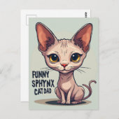 Funny Sphynx Cat Dad Cartoon Art ポストカード (正面/裏面)