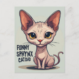 Funny Sphynx Cat Dad Cartoon Art ポストカード
