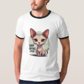 Funny Sphynx Cat Dad Cartoon Art Tシャツ (正面)