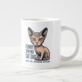 Funny Sphynx Cat Dad Illustration ジャンボコーヒーマグカップ