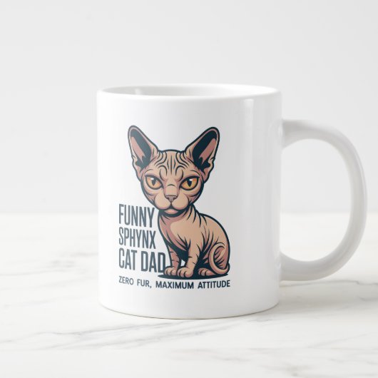 Funny Sphynx Cat Dad Illustration ジャンボコーヒーマグカップ (右)