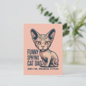 Funny Sphynx Cat Dad Illustration ポストカード (スタンド正面)