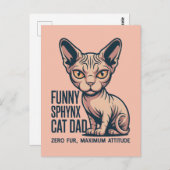 Funny Sphynx Cat Dad Illustration ポストカード (正面/裏面)