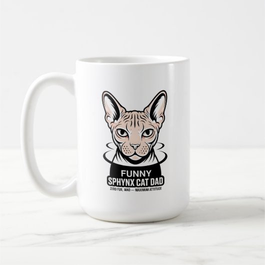 Funny Sphynx Cat Dad Vector Art コーヒーマグカップ (左)