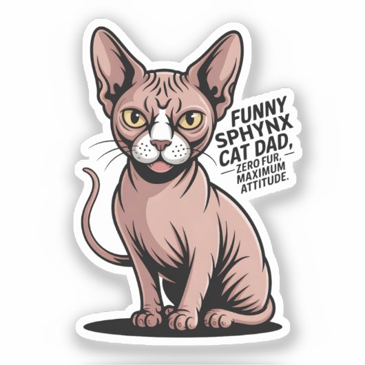 Funny Sphynx Cat Dad Vector Art シール (正面)