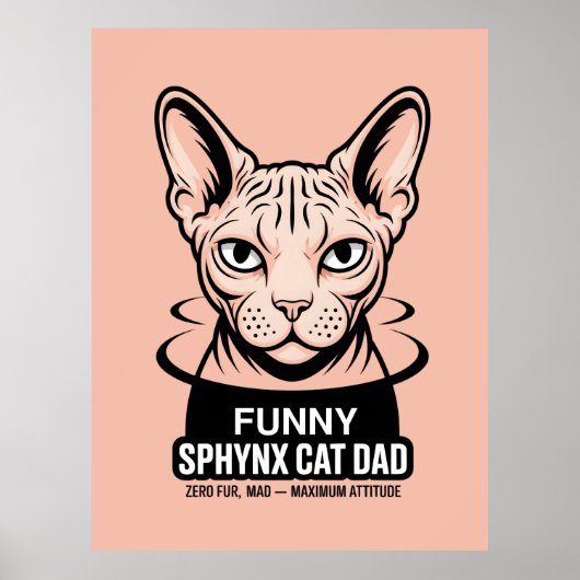 Funny Sphynx Cat Dad Vector Art ポスター (正面)