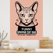 Funny Sphynx Cat Dad Vector Art ポスター (キッチン)