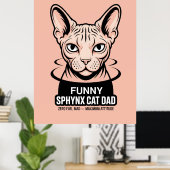 Funny Sphynx Cat Dad Vector Art ポスター (ホームオフィス)
