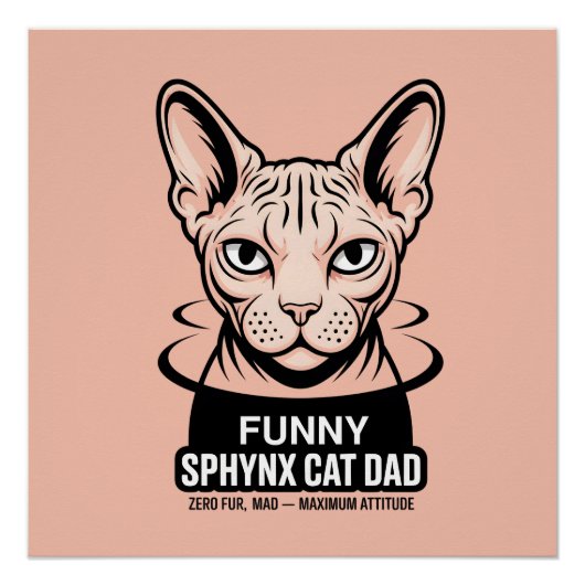 Funny Sphynx Cat Dad Vector Art ポスター (正面)