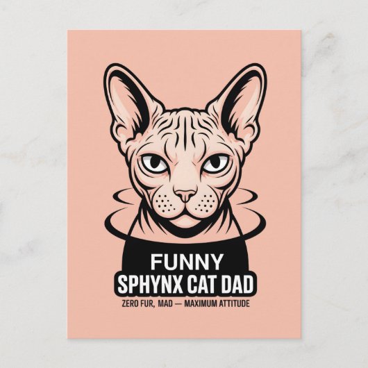 Funny Sphynx Cat Dad Vector Art ポストカード (正面)