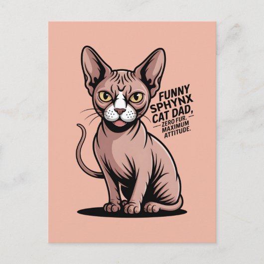 Funny Sphynx Cat Dad Vector Art ポストカード (正面)