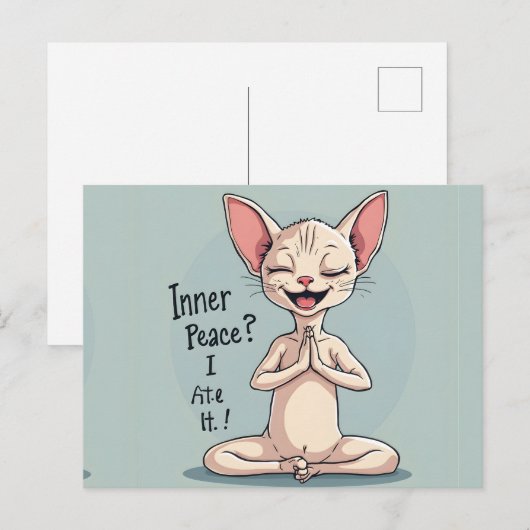 Funny Sphynx Cat Inner Peace Art ポストカード (正面/裏面)