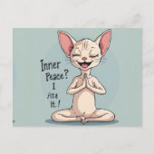 Funny Sphynx Cat Inner Peace Art ポストカード (正面)