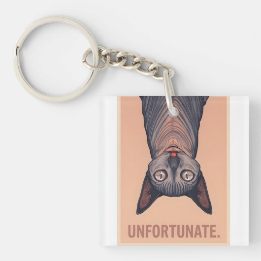 Funny Sphynx Cat Unfortunate Meme Art - Sarcastic キーホルダー (正面)