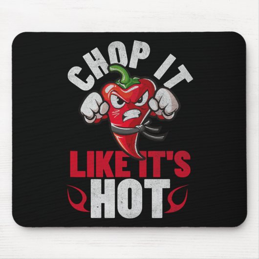 Funny Spicy Chili Karate Design Chile Pepper Humor マウスパッド (正面)
