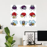 Funny Spider Ladybug Bee ポスター<br><div class="desc">Introducing our delightful graphic featuring funny spiders, ladybugs, and bees in rows of three! Whether you're an insect enthusiast or just love whimsical designs, this graphic is sure to bring a smile to your face. Available on a variety of Zazzle products, you can choose from t-shirts, mugs, tote bags, phone...</div>