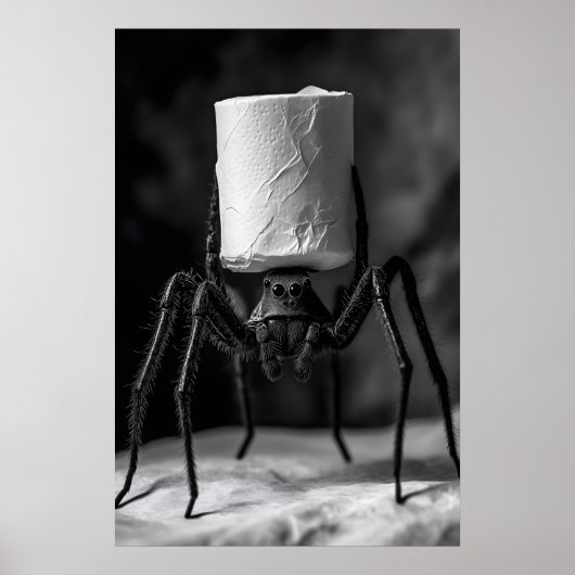 Funny Spider Toilet Paper Roll Bathroom Art Print ポスター (正面)