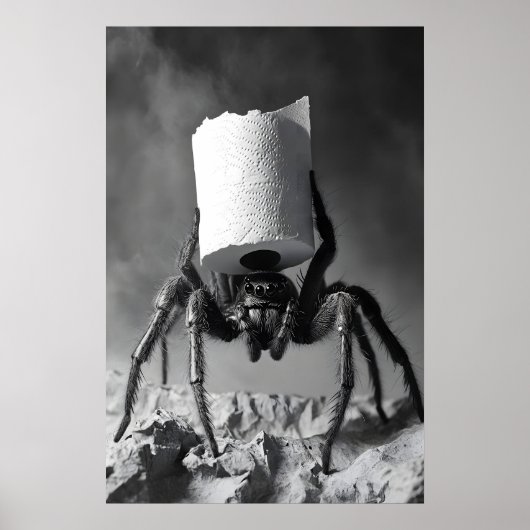 Funny Spider Toilet Paper Roll Bathroom Art Print ポスター (正面)