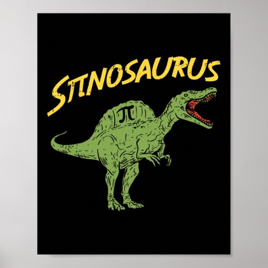 Funny Spinosaurus Pi Day Shirt Math Dinosaur Gift  ポスター (正面)
