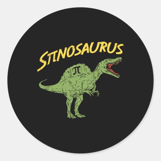 Funny Spinosaurus Pi Day Shirt Math Dinosaur Gift ラウンドシール (正面)