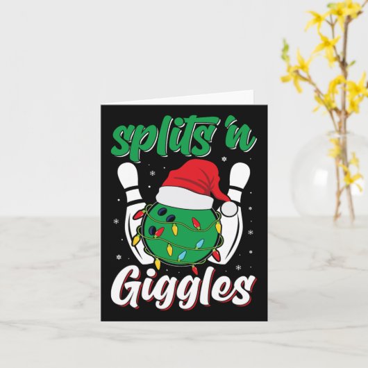 Funny Splits n Giggles Bowling Player Christmas Bo カード (黄色い花)