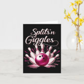 Funny Splits n Giggles Bowling Team Cute Bowler  カード (黄色い花)