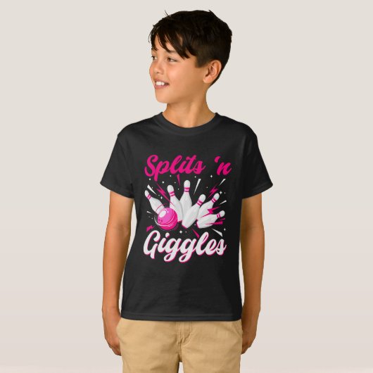 Funny Splits n Giggles Bowling Team Cute Bowler Wo Tシャツ (正面フル)