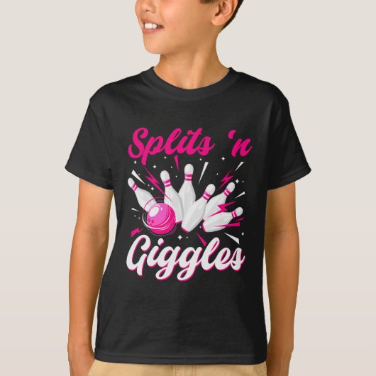 Funny Splits n Giggles Bowling Team Cute Bowler Wo Tシャツ (正面)
