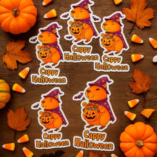 Funny Spooky Cute Capybara Witch WIzard シール