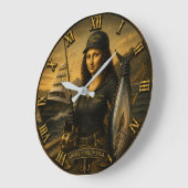Funny Sport Fishing Mona Lisa Fisherman Gift ラージ壁時計 (傾斜)