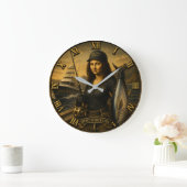Funny Sport Fishing Mona Lisa Fisherman Gift ラージ壁時計 (ホーム)