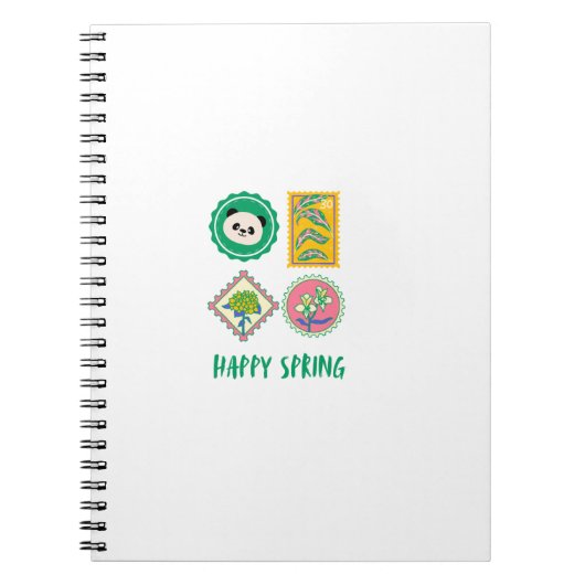Funny Spring Stamp Panda ノートブック (正面)