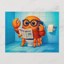 Funny Spy Crab Reading Tech News Magazine ポストカード