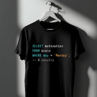 Funny SQL Monday Motivation Programmer Joke Tシャツ