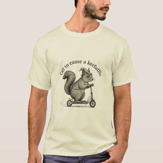 Funny Squirrel on Scooter Wizard Hat Off To Cause  Tシャツ (正面)