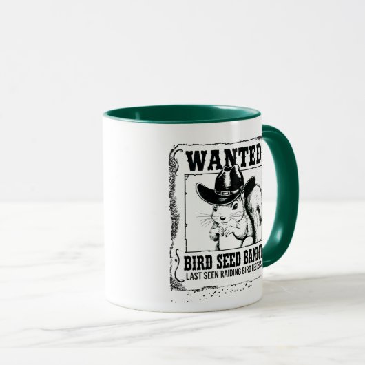 Funny Squirrel Wanted Poster | Bird Seed Bandit Co マグカップ (正面右)