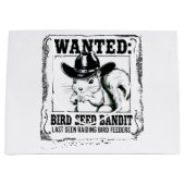 Funny Squirrel Wanted Poster | Bird Seed Bandit Co ラージペーパーバッグ (正面)