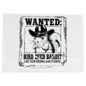 Funny Squirrel Wanted Poster | Bird Seed Bandit Co ラージペーパーバッグ (裏面)