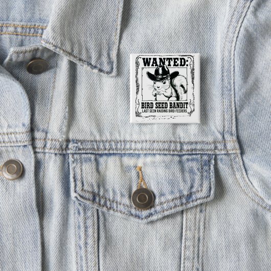 Funny Squirrel Wanted Poster | Bird Seed Bandit Co 缶バッジ (インサイチュ)