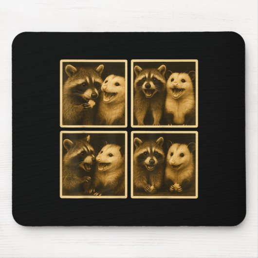 Funny Ssum And Raccoon Photobooth Selfie Trash Fer マウスパッド (正面)