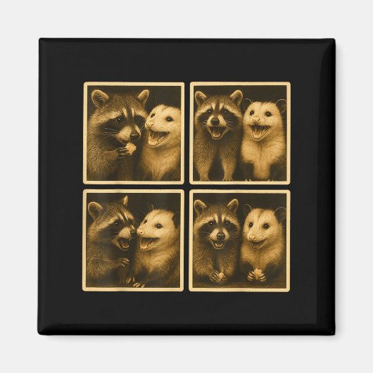 Funny Ssum And Raccoon Photobooth Selfie Trash Fer マグネット (正面)