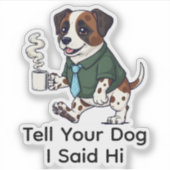 Funny  St. Bernard Dog Business Suit Coffee  シール (正面)