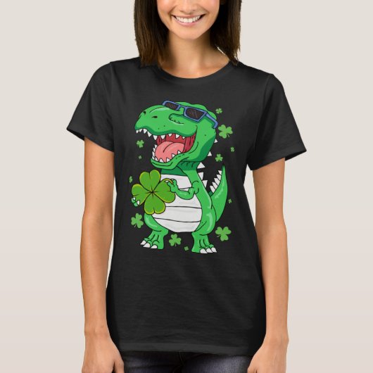 Funny St PaT-Rex Day Dinosaur St Patricks Day Boys Tシャツ (正面)