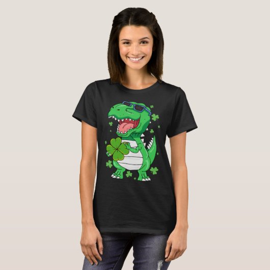 Funny St PaT-Rex Day Dinosaur St Patricks Day Boys Tシャツ (正面フル)