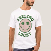 Funny St Patrick Day Feeling Lucky Smile Face Tシャツ (正面)