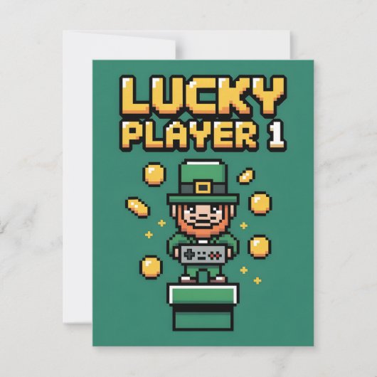 Funny St Patrick Days Gamer Pixel シーズンカード (正面)