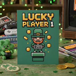Funny St Patrick Days Gamer Pixel シーズンカード
